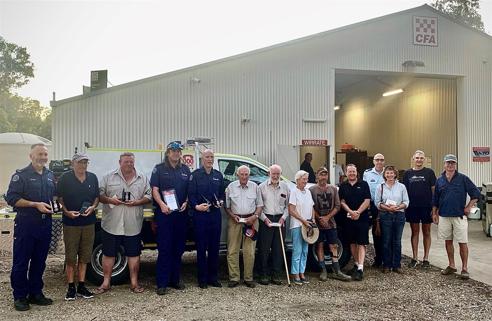 Wirrate brigade award recipients with the new Ford Ranger ultralight